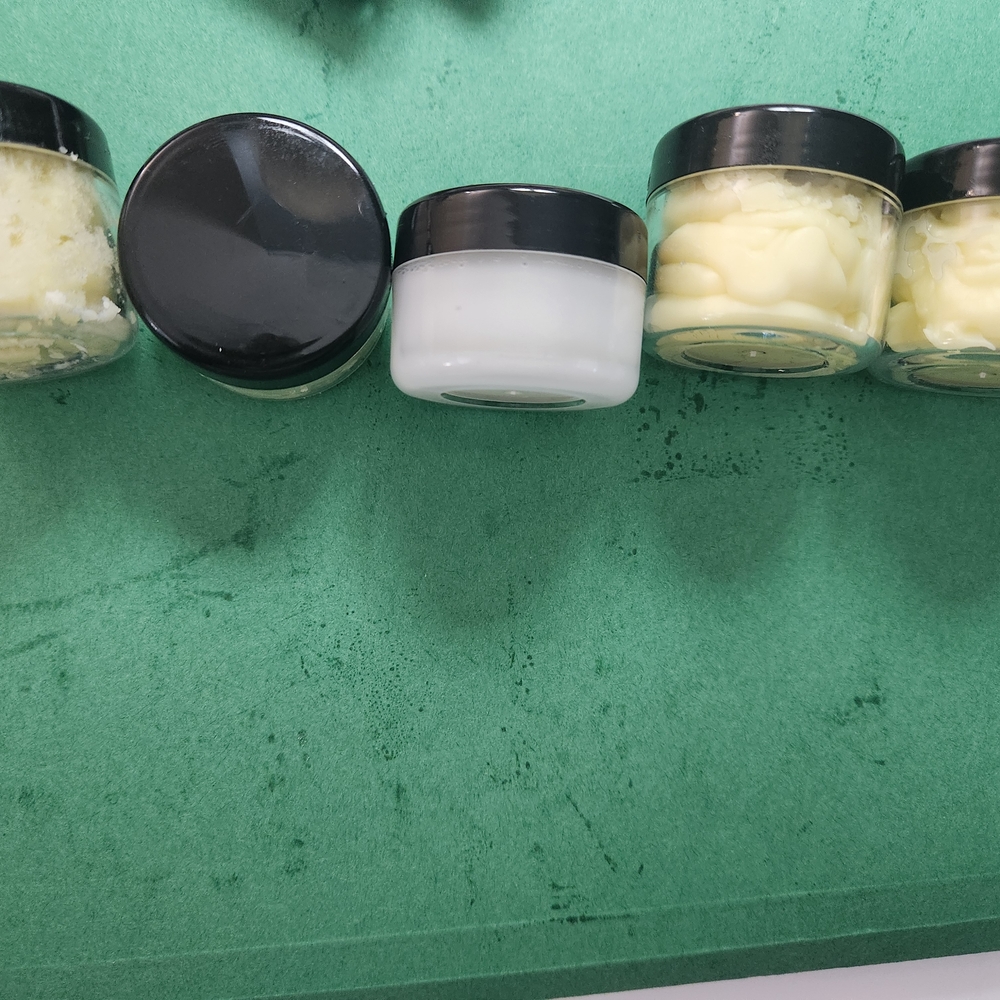 Set of Skincare Jars with Black Lids